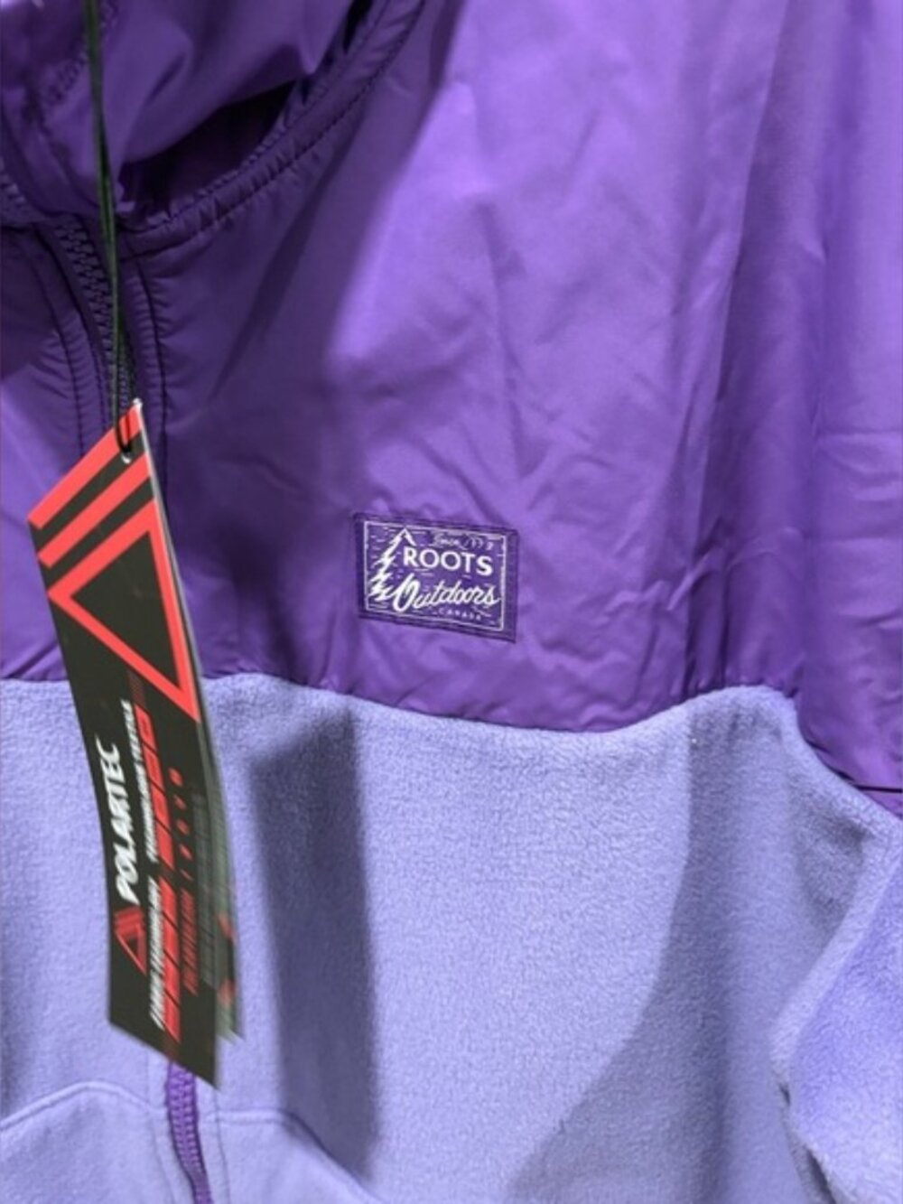 NWT Roots x Polartec Collaboration Two-Tone Purple Fleece Jacket Hoodie - Picture 4 of 10